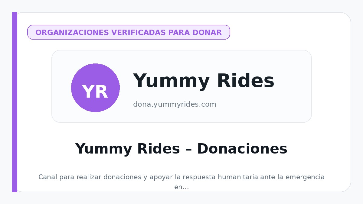 Yummy Rides – Donaciones - Redes Ayuda - ONG Venezuela